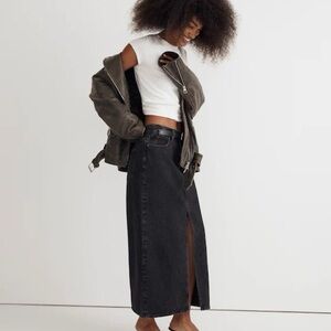 Madewell Denim Mid-Rise Maxi Skirt Black Wash Women's Size 29 Casual Bohemian